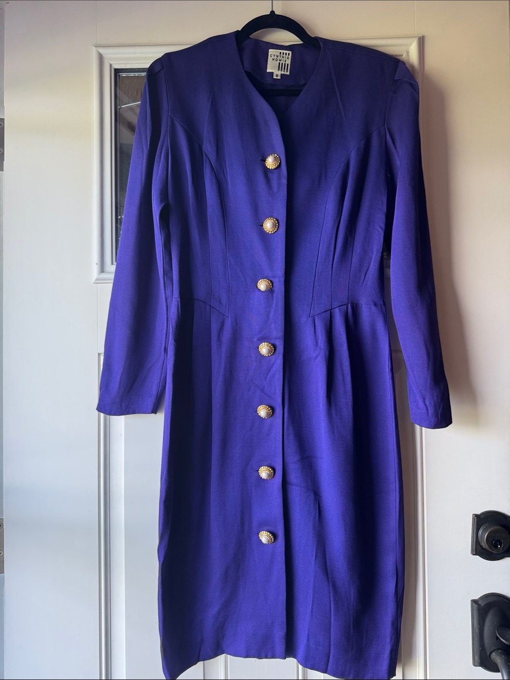 Vintage Cynthia Howie Purple Button-Front Women's Dress